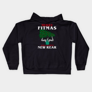 Merry Fitmas and a Happy New Rear - Muscles Gym Kids Hoodie